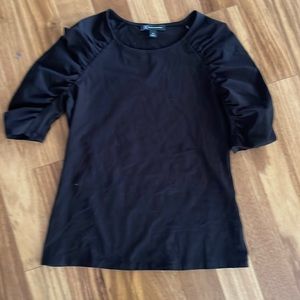 Inc black puff sleeve crew neck top XS.